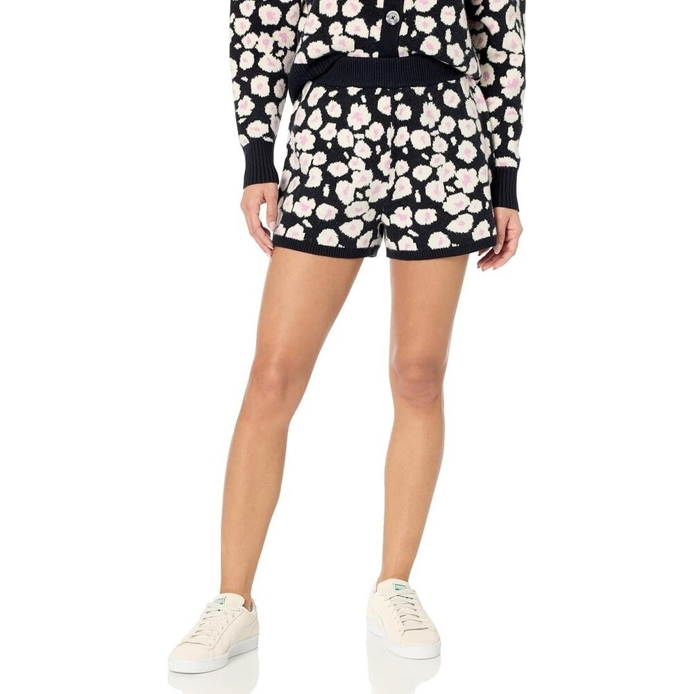 NWT $108 UGG WOMEN'S SHORTS LARGE L Shaina SOFT KNIT PRINT BLACK